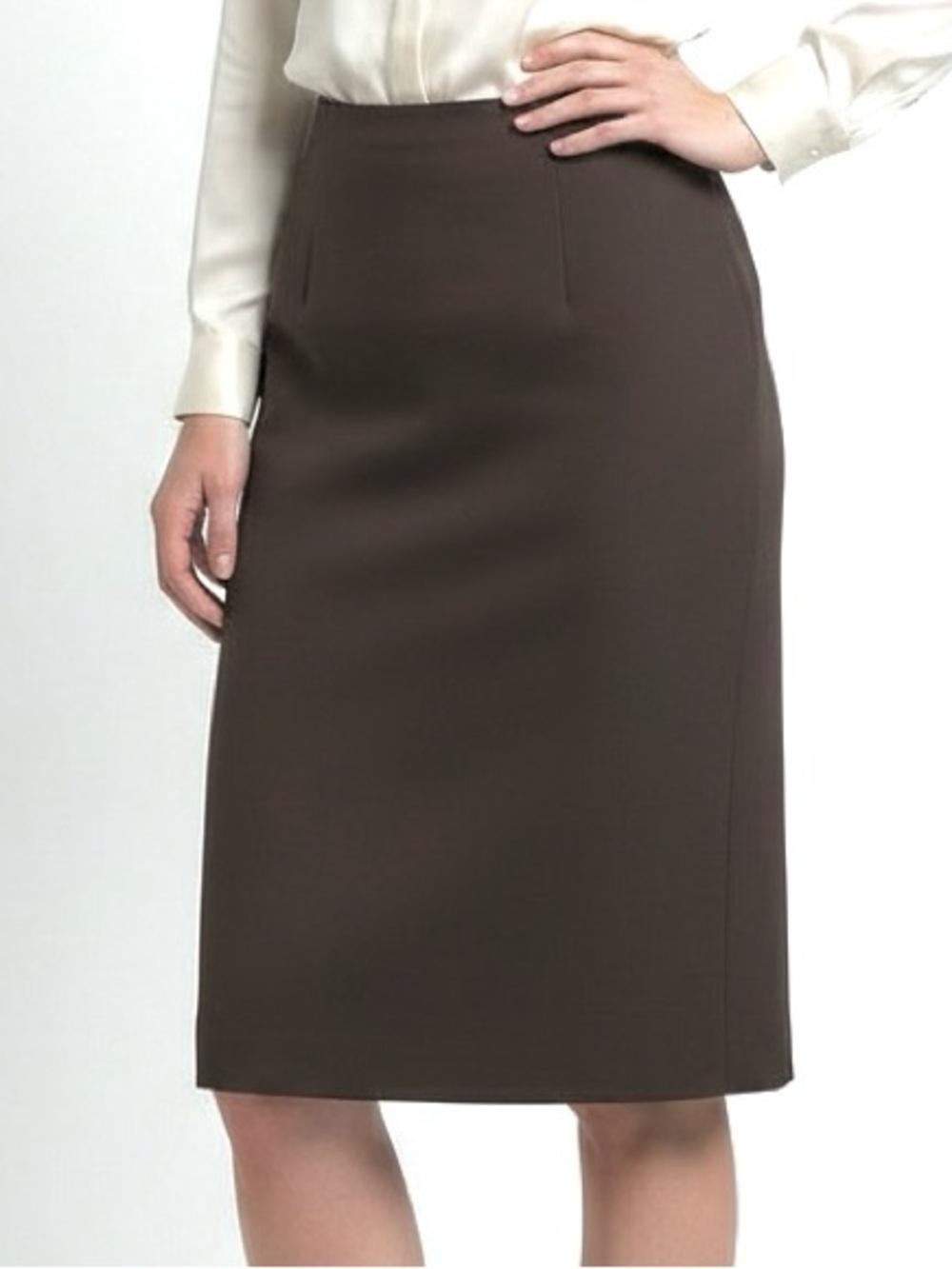 Kasper Women's Career Skirt Size 14 Solid Brown A-Line Midi Modest Lined